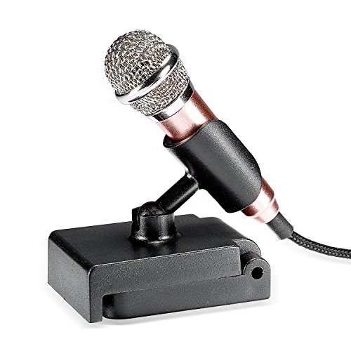 NeewerÂ® mini microfono a condensatore per dispositivi elettronici intelligenti iOS/Android/Windows (smartphone, notebook o computer), con cavo 3.5Â mm, auricolari, cavo di connessione 2-jack e supporto (oro)