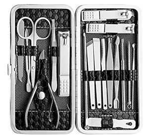 Beaut? Secrets 18 in 1 Manicure Pedicure Kit with Nail Cutter , Scissors , Tweezers Knife, Ear Pick Eyebrow Utility Tools with Leather Case