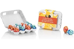 Venchi - Boîte Porte-Œufs avec 12 Œufs en Chocolat, Saveurs Assorties, Chocolat Crème au Lait et Extra Noir 75%, Sans Gluten, 130 gr, Collection Pâques, Idée Cadeau