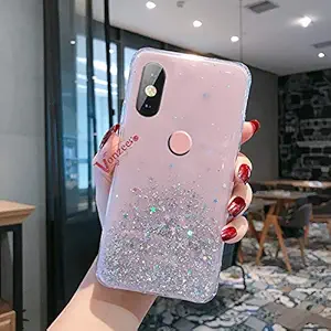 vonzee Back Covers for Mi Redmi 6 Pro, Luxury Fashion Non Moving Sparkling Bling Shining Glitter Stars Soft Silicone Mobile Cover for Girls & Women for Mi Redmi 6 Pro (Pink)