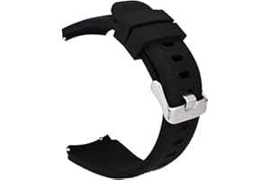 MroTech 22mm Bracelet de Montre en Silicone Bande de Poignet Compatible pour Samsung S3 Frontier/Classic/Galaxy Watch 46mm/Huawei Watch 2 Classic/GT/GT2/GT Active/Elegant Band de Remplacement Noir
