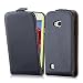 Produktbild LG L50 Flip Hülle in SCHWARZ von Cadorabo - Handyhülle in Kunstleder für LG L50 Case Cover Schutzhülle Etui Tasche in KAVIAR SCHWARZ