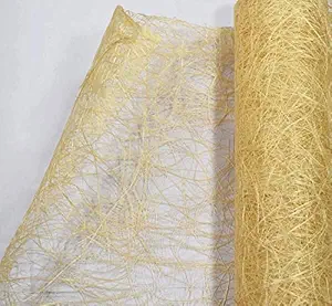 3A Featuretail Just Flowers Abaca Jute Fiber Roll for Bouquet Wrapping, Bags, Basket Making and Crafts (18inchx 10ft, Butter)