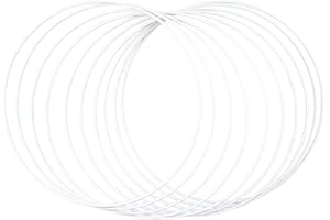Rayher 25214102 Anelli in Metallo Bianchi, 10 Pezzi, 25 cm ø, Spessore circa 3 mm, Cerchi Metallici per Hobbistica, Acchiappasogni, Decorazioni in Macramè e Ghirlande
