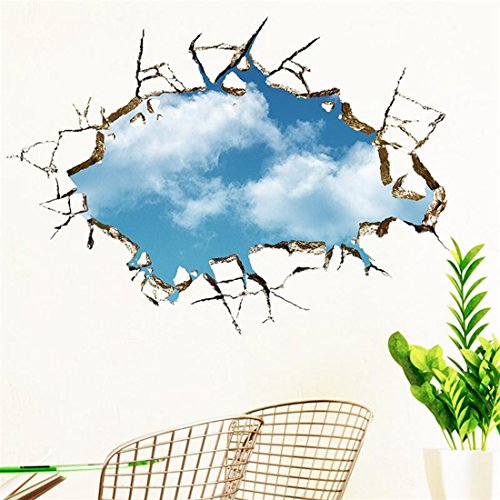 Netter blauer Himmel weiße Wolken Schlafzimmer Wohnzimmer Wand Aufkleber abnehmbare, wasserdichte Aufkleber Hauptdekor - 3