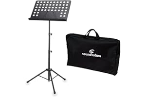 Leggio da Orchestra LG102 in Metallo Regolabile Fino a 142 cm con Borsa - Tavola Rigida Inclinabile, Nero - MusicalStore2005