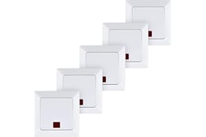 HEITECH PROMOTION GMBH HEITECH Interruptor de luz con luz piloto en blanco - 5x interruptor empotrado de encendido/apagado 250V AC, 10A, IP20 incl. marco, inserto empotrado, tapa - Interruptor empotrado iluminado