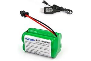 Nvizyeu 4.8v Batterie Rechargeable 1500mah nimh AA Pack Batterie pour télécommande Jouet Voiture Outil électrique avec câble de Charge USB (4.8v Carré)