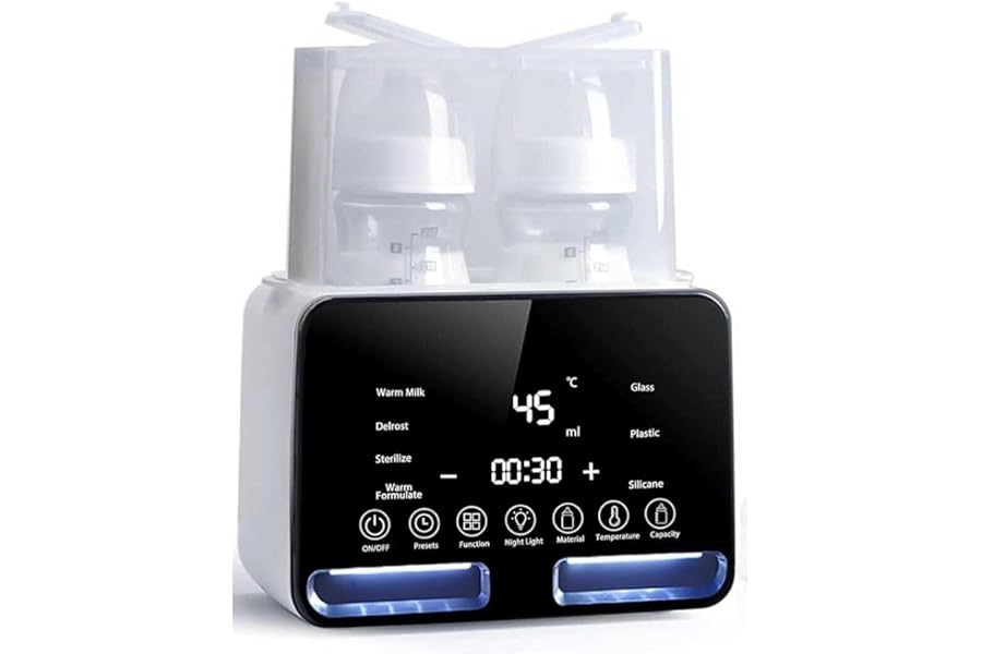 Gziztx Baby Bottle Steriliser Bottle Warmer with & LCD Display & Timer | Portable Double steriliser for Baby Bottles to Breastmilk, Formula, Pacifiers | Fast Home Sterilisation
