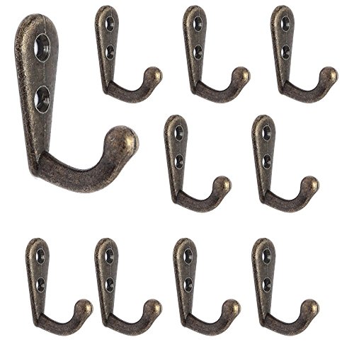 Fontic 10 Stk Solide europäische antike Haken Vintage Zink-Legierung für Kleiderhaken Mantelhaken mit Schrauben für Bad Küche Maximale Belastung bis 3kg (Retro-Form)
