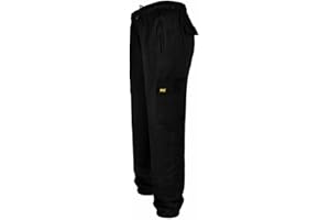 MIG - Mud Ice Gravel Mens Combat Cargo Work Tracksuit Jogging Bottoms with Knee Pad Pockets Fleece Pants