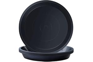 Kunjocy Pack of 5 Black Plant Pot Saucers, 23 CM Round Plant Pots Trays Garden Plant Saucer Plant Plastic Plate Pot Tray for Garden Indoor Outdoor Fit Plant Pot up to 20 CM (Black, Outer 23 CM)