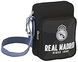 Licencia 100% original Real Madrid- Bandolera pequeña (SAFTA 611757672), Color Negro, 22 cm (