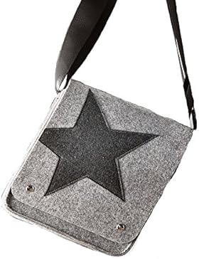 1 x Kurier/Städtetourtasche Filz dunkel/hellgrau m. Stern Höhe 24 cm, Tasche, Star