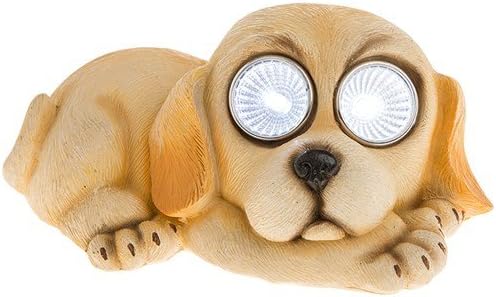 Bright Eyes GOLDEN LABRADOR RETRIEVER DOG - Novelty Solar Garden Light - Bright White LED Eyes