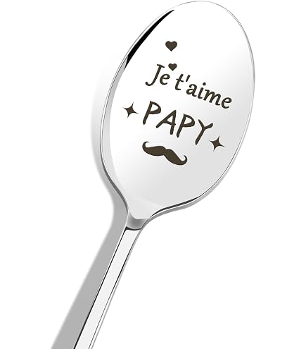 Cuillère Gravée Personnalisable - Acier Inoxydable 304, 19-20 Cm - Cadeau Idéal Pour Grand-père, Anniversaire, Fête Des Grands-pères