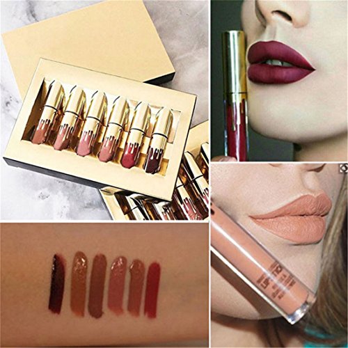 Cabet Lippenstifte Liquid Matt Lip Gloss Dauerrhaft Lip Liner Make up 6 Stück - 2