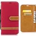 Produktbild Hülle Apple iPhone X / iPhone 10 Ten Handyhüllen, Ougger Fabric Design Tasche Leder Schutzhülle Bumper Schale Weich TPU Silikon Magnetisch-Stehen Beutel Flip Cover hülle Tasche mit Kartenslot (Rot)