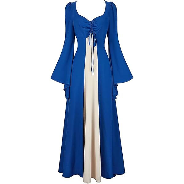 BLESSUME Middeleeuwse Renaissance Jurk Met Capuchon Voor Dames Uitlopende Mouw Cosplay Kostuum Blauw L 1011646099
