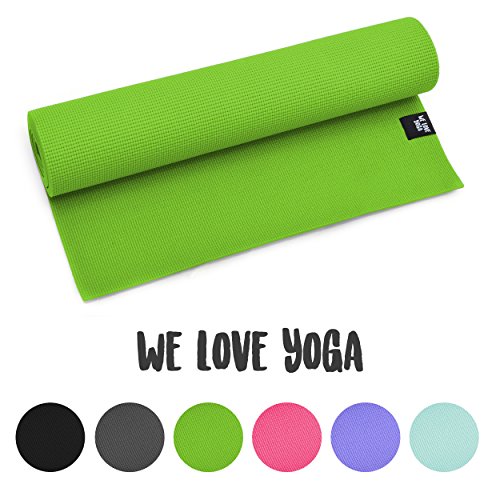 Yogamatte - We Love Yoga - 180 x 60 x 0,6cm extrem rutschfest mit optimaler Dämpfung, leicht und Schadstofffrei - für Yoga, Pilates, Stretching, Gymnastik - von Zen Power, in vier verschiedenen Farben