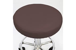 ping bu Set mit 2/4 runden Hockerbezügen, wasserdichter PU-Leder, Stuhlbezug für Hocker, Stuhl, Schonbezug für Zuhause, Küche, Bar, Büro (2 Stück - 30 cm, Braun)