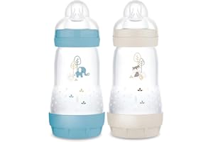 MAM Biberon Easy Start/Anti-Colique - 260ml - Océan + Sable - Tétine Débit 2 - X2