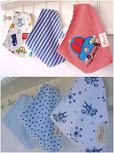 bebedou Sitzsack für Lovely Baumwolle bestickt Bandana Lätzchen 6 Pack Neugeborene Geschenk Pack Super Saugfähig Sabbern Lätzchen, Baby Dusche Geschenke, Jungen, Mädchen, Unisex