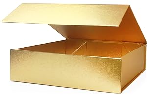 STRBOXONG Boîtes cadeaux magnétiques avec couvercle, 320x240x90 mm Grandes boîtes cadeaux, Boîte en Or carton pliable solide de luxe avec fermeture magnétique (1 pièces)