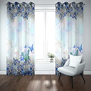JAW satin Paisley Light Blocking Beautiful Digital Printed Grommet Window Curtain for Kids Room/ Classroom/ Activity Room Panel Curtains (Butterfly, 4 Feet x 7 Feet)