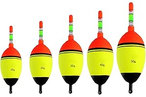 CERIOLL Angeln Bobber Float,Posen Angeln Schwimmer,Angelposen-Set,15g,20g,30g,40g,50g,5 Stück Angelposen Und Bobbern,Leuchtend Angeln Schwimmt Posen Set,Posen Angeln Set,Angelposen Angeln Schwimmt Set