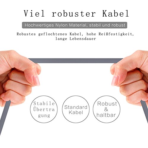 Telckabel 2m Micro USB Nudel Kabel Flates Daten- und Ladekabel für alle Android Apparaten Samsung Huawei Nokia Sony Blackberry usw, Grau - 4