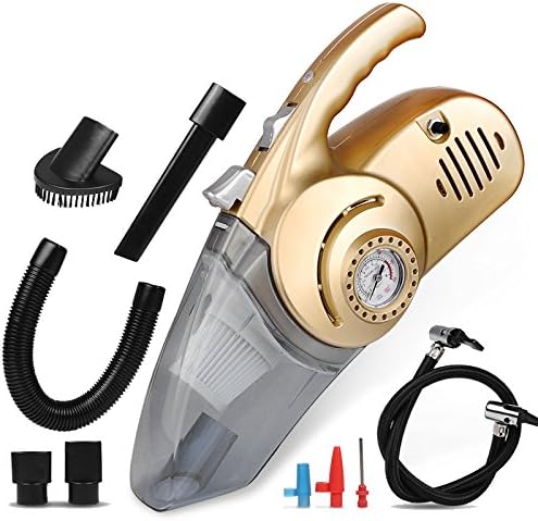 LLZXCQ Car Vacuum Cleaner/Car Cleaner/Inflator/Car/Air Pump/12V/In-Vehicle/Vehicle/Wet &amp; Dry/Lighting/High Power/Handheld/Portable, Vacuum/Inflatable/Lighting/Test Tire Pressure [Tyrant Gold]