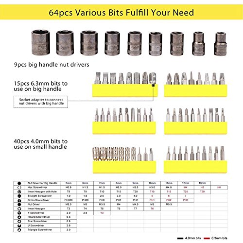 70 in 1 Präzisions-Magnetschraubendreher Werkzeug-Set, praktisch robust und flexibel, Haushalt Reparatur Werkzeug-Kit für verschiedene elektrische Geräte - 7
