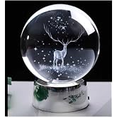 Illuminated Glass Night Light Globe Crystal Color Changing LED Illuminated Decorative Gift (Deer)