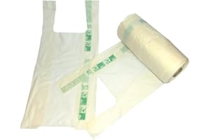 IMBALLAGI ALIMENTARI PZ 200 BUSTA CON MANICO CM 22 X 48 BIODEGRADABILE COMPOSTABILE SACCHETTO SHOPPER A ROTOLO BORSA