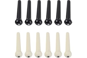 SWYSGS 12pcs Akustikgitarre Bridge Pins Pegs, Elfenbein, Schwarz