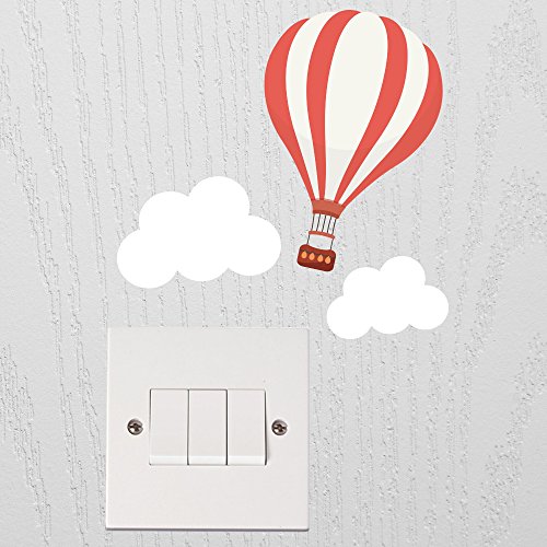 V&C Designs ™ Hot Air Balloon Light Switch Wall Sticker Kids Room Children's Wall Sticker Wall Quote Lettering Vinyl Decal Mural Transfer Baby Nursery Children's Bedroom Toddler Room Geometric Playroom Decoration Wall Decor Boys Room Girls Room Various Colours Available