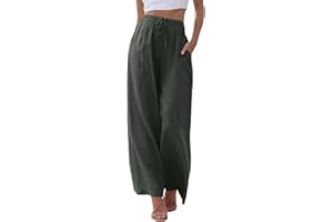 Donasty Leinenhose Damen Sommerhose Damen Leicht Leinenhose Damen Lang Sommer Chino Damen Hose Strandhose Sommer Casual Baumwolle Leinen Stoffhose Business Hose Einfarbig Freizeithose mit Taschen