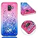Produktbild HMTECH Galaxy A6 2018 Hülle Glitzer Gradient Rosa Blau Herz Flüssigkeit Fließende Liquid Weiche Silikon Durchsichtige Schale Bumper Etui für Galaxy A6 2018,Pink Blue Liquid