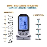 Funk Grillthermometer mit 2 Temperaturfühlern,Goldbeing Bratenthermometer Fleischthermometer für Fleisch Grill BBQ,Ofenthermometer Smokerthermometer für Steak Braten im Ofen (Silber mit Grau) - 