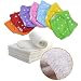 Washable Pocket Cloth Nappies, with inserts pack of 7 – 7 Colours – One Size Fits All, mitwachsend