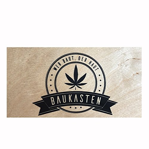 Rolling-Tray „BAUKASTEN“, Rolling-Box aus Holz, mit Deckel und Magnet Verschluss, inkl. mobiler Drehunterlage | zur sicheren Aufbewahrung von Marijuana/Marihuana/Cannabis, extra groß (15,5x9x5,5 cm) | Gras-Box | Joint-Box | Tabak-Box