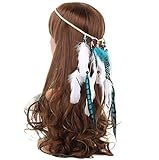 AWAYTR Stammes-Feder Boho Stirnband Perlen Niedlich maskerade Schick Kleid Kopfstücke Hippie Haar-Zusätze - 