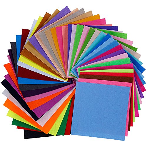Lictin 45pcs Felt Fabric Sheets, Textile Fabrics DIY Craftwork Felt Crafts, Assorted Color Patchwork Sewing Polyester Felt Sheet for Craft (15 * 15 cm)