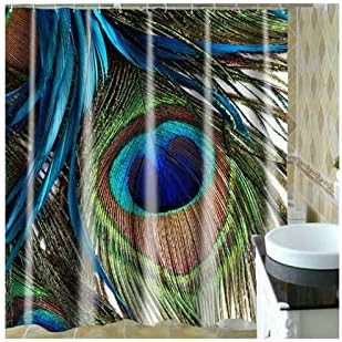 Gnzoe Bathroom Decor Shower Curtain Hotel Quality Polyester Peacock Screen Colorful 150X180Cm