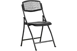 HOMION Folding Garden Chairs Plastic Folding Chair Indoor Outdoor Use Rattan Effect Foldable Chairs Seats for Alfresco Dining Patio Terrace Conservatory Balcony Decking Camping Caravan Lightweight (1, Black)