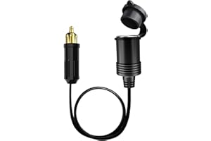 Giantdeer 30cm Din Spina Accendisigari 12V, 3.1A Din Spina Adattatore Accendisigari Prolunga Cavo, Presa Adattatore Impermeabile 12V/24V, per Auto, Moto, ATV