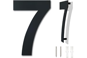 YWONOBY Gebürsteter moderner Edelstahl Hausnummer-203mm hoch-schwarze Beschichtung, schwebende Erscheinung (Nummer 7)