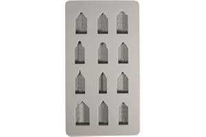 Rayher Silikon Gießform Mini Nordic Häuser, 12 Einzelmotive, Formgröße 14,5 x 26 x 1,5 cm, Deko skandinavischer Stil, Ausgießen mit Kreativ-Beton, Schmuck-Beton, Raysin-Gießpulver, Wachs, 36170000