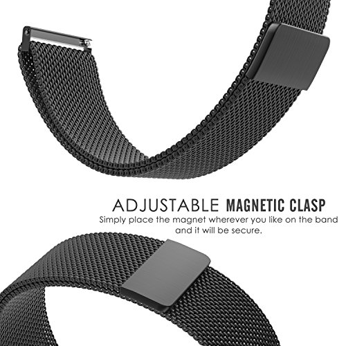 MoKo Samsung Gear S3 Frontier / Classic / Moto 360 2nd Gen 46mm Watch Armband – Edelstahl Milanese Magnet Uhr Band Strap Uhrenarmband Replacement für Samsung Gear S3 Classic Samrtwatch, Schwarz (Nicht für Gear S2 Classic) - 3